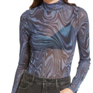 NWT good AMERICAN SWIRL SHEER BODYSUIT THONG BACK SIZE 6 IN PERFECT CONDITION